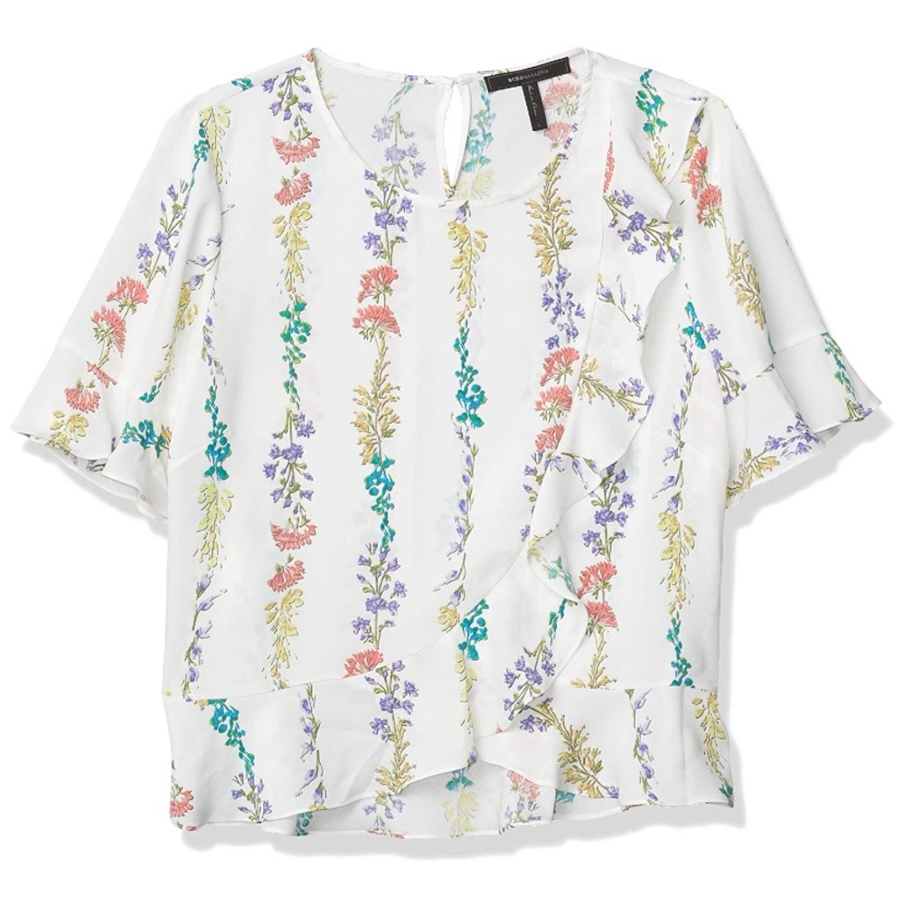 BCBG MAXAZRIA Kenzie Floral Ruffle Top